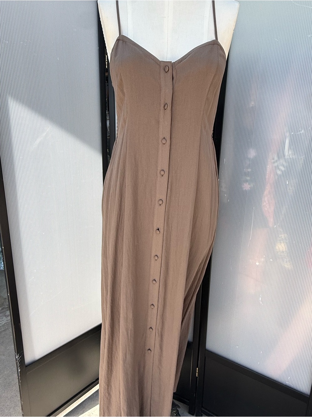 Z Supply Tiki Button-Front Spaghetti Strap Maxi Dress